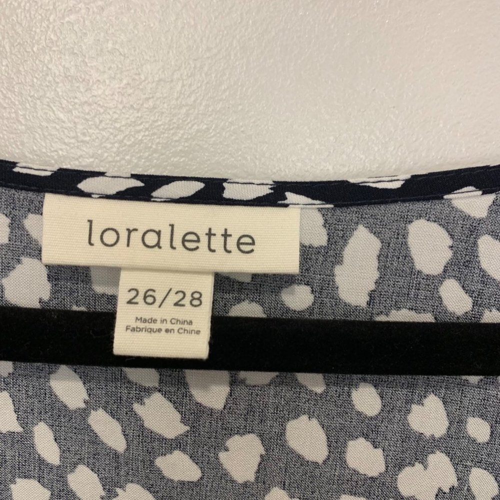 NWOT Loralette Women Plus Mixed Media V-Neck Ruffle dress Sz 26-28 Black White - Picture 4 of 10